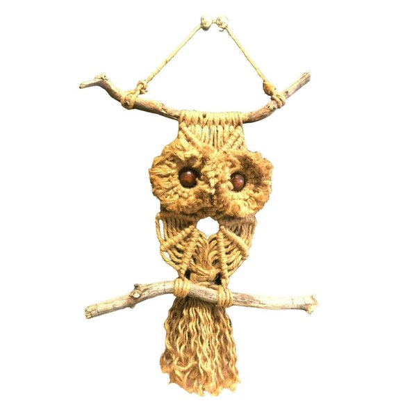 Other - Vintage 70's Retro Macrame Owl, Hemp Wall Hanging, Natural Material, Boho